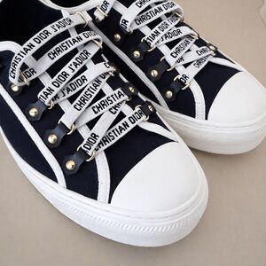 Dior Navy and White J'Adior Logo Lace-Up Sneakers